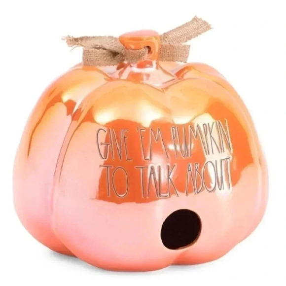 NEW Rae Dunn GIVE EM PUMPKIN TO TALK ABOUT Adorable Ceramic Home Decor Birdhouse - Picture 3 of 4